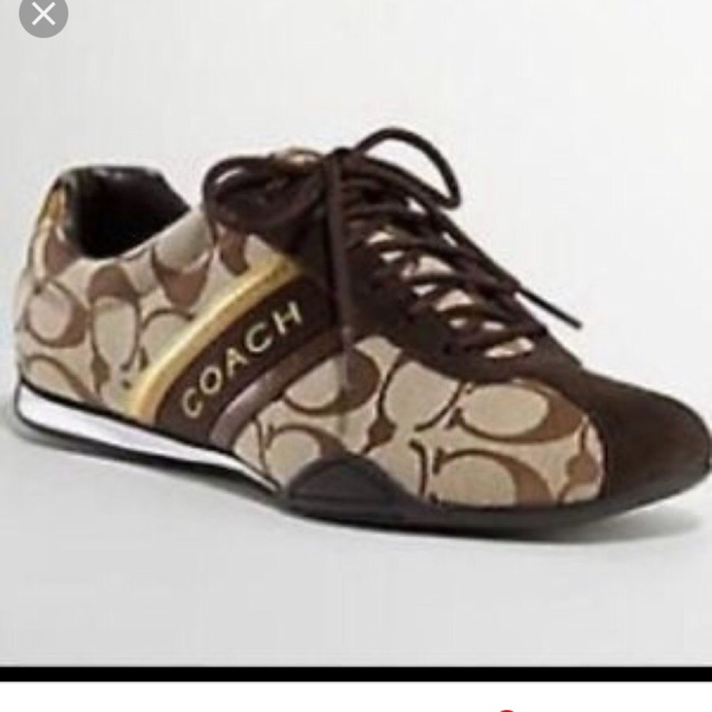 Coach woman’s Sneakers Brown Gold Size 6M - Picture 1 of 8